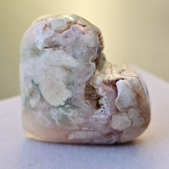 Cherry Blossom Agate Heart Crystal ✦ 41g Polished Healing Stone ✦ One-of-a-Kind - Picture 4 of 14